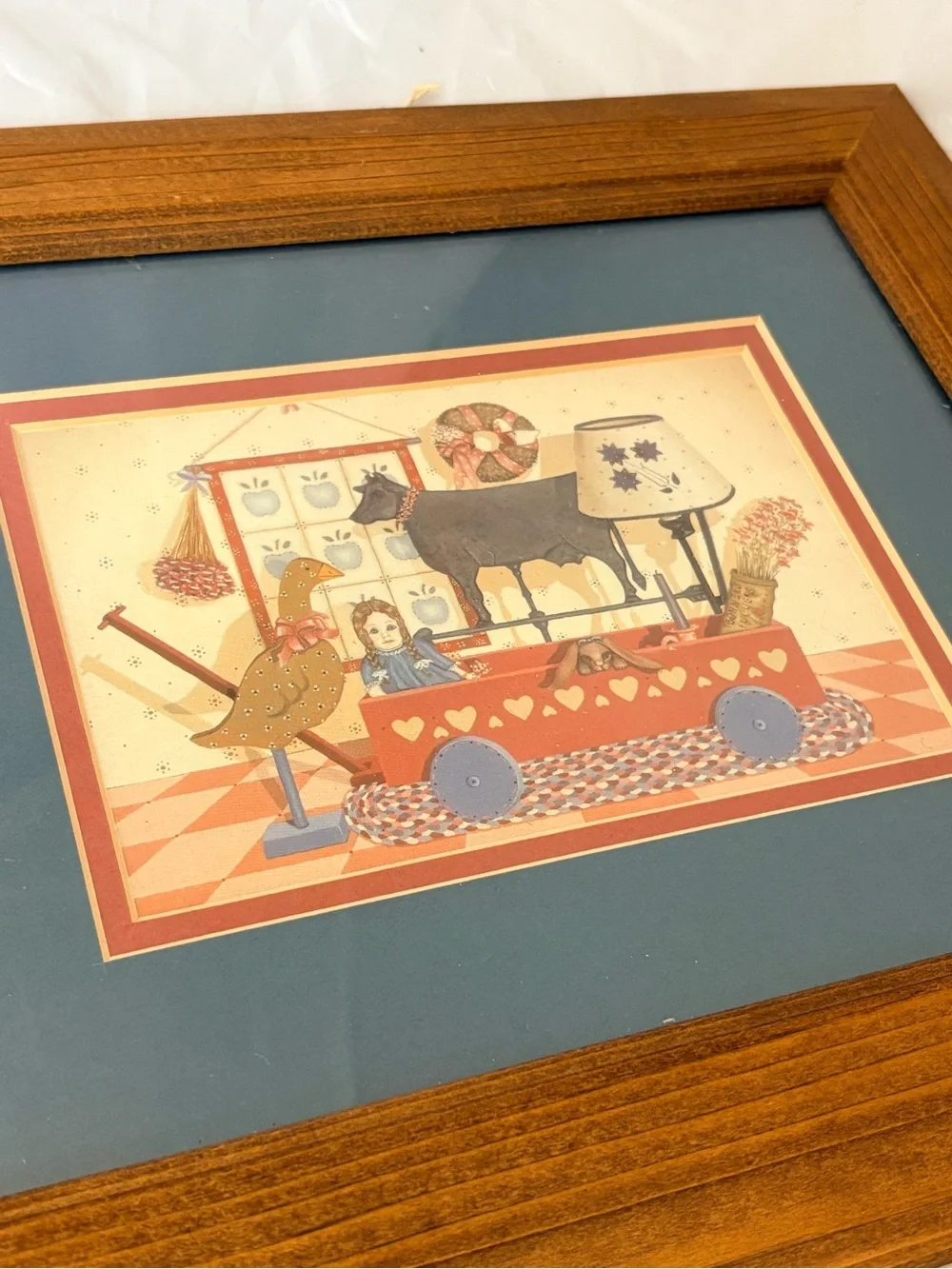 Vintage Pat Pearson Prints Americana Folk Art Framed 13.5” by 11”